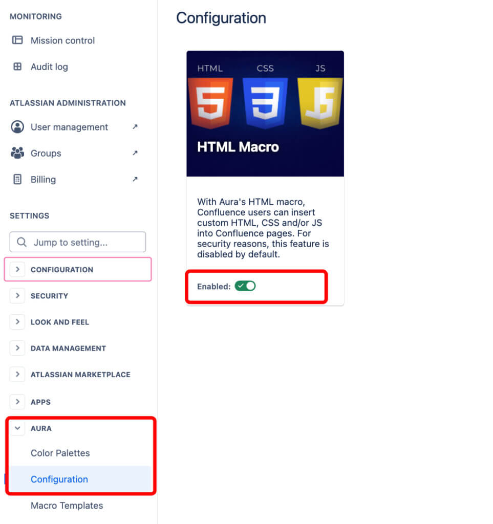 How to use Confluence HTML Macro in the Cloud | Aura Apps