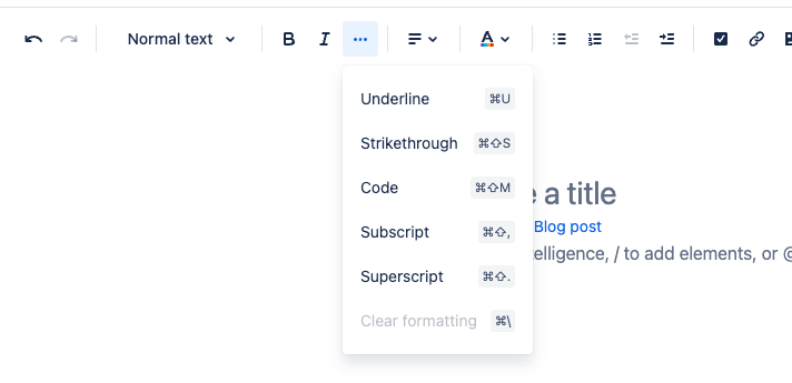 Confluence toolbar drop down