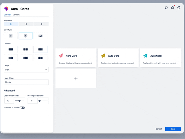 card alignment and type