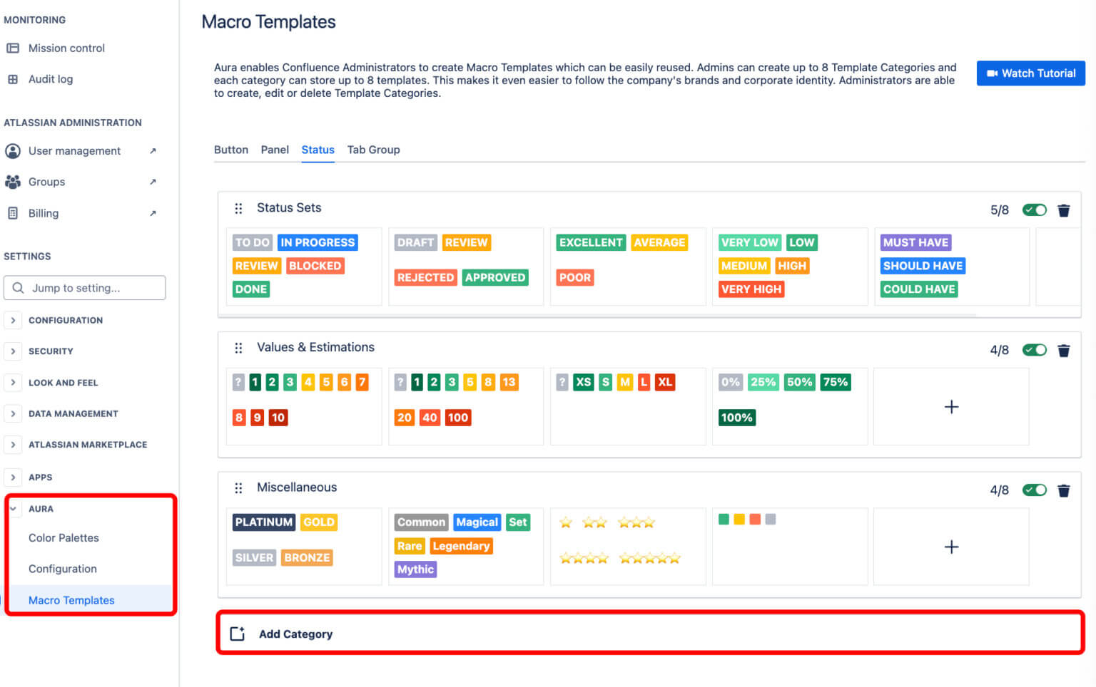 Add Confluence status with aura