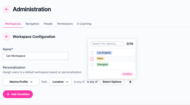 mantra workspace condition