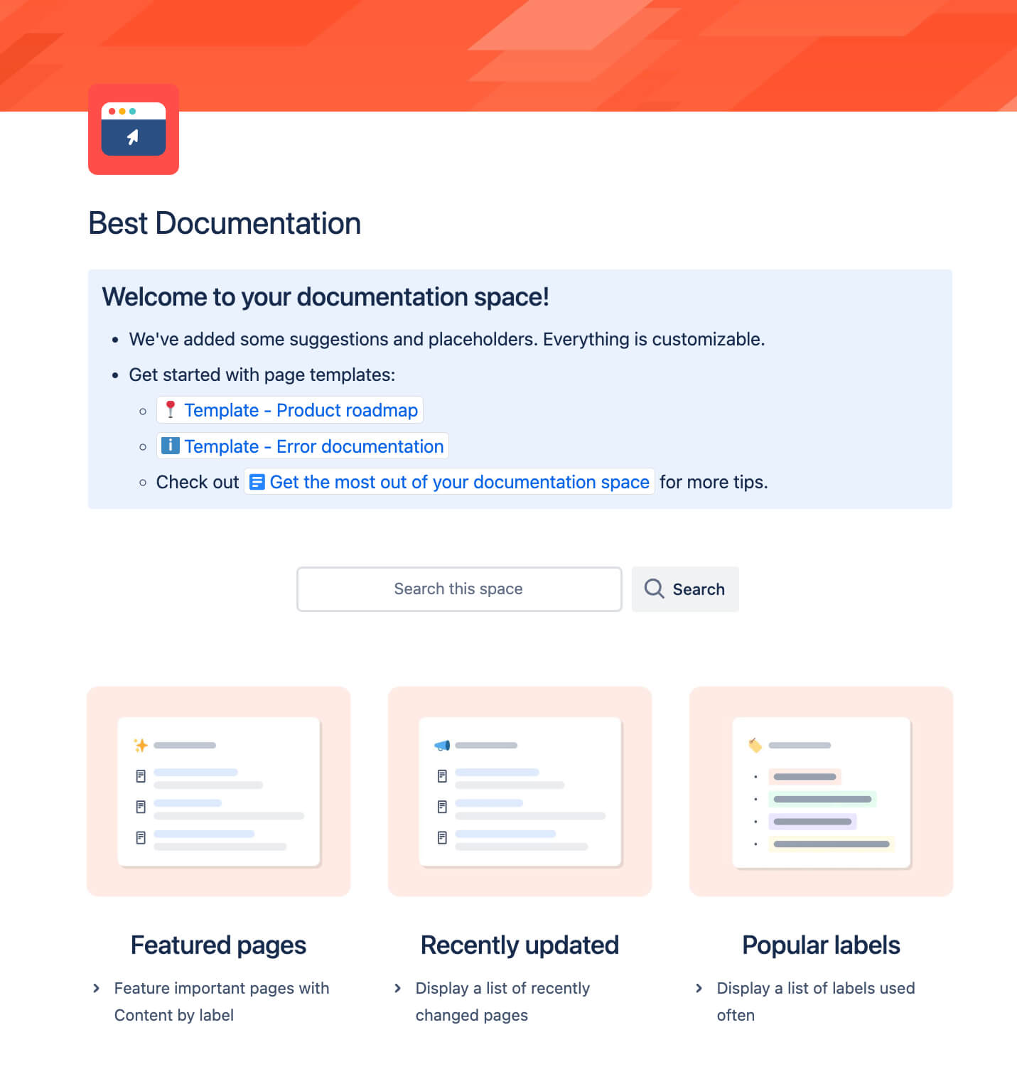 Confluence news feed dashboard