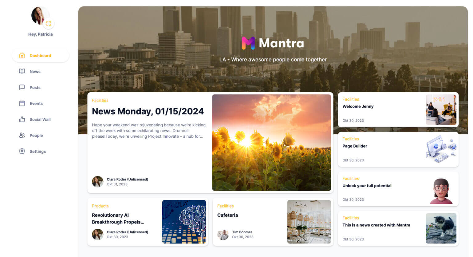 Mantra different news grid