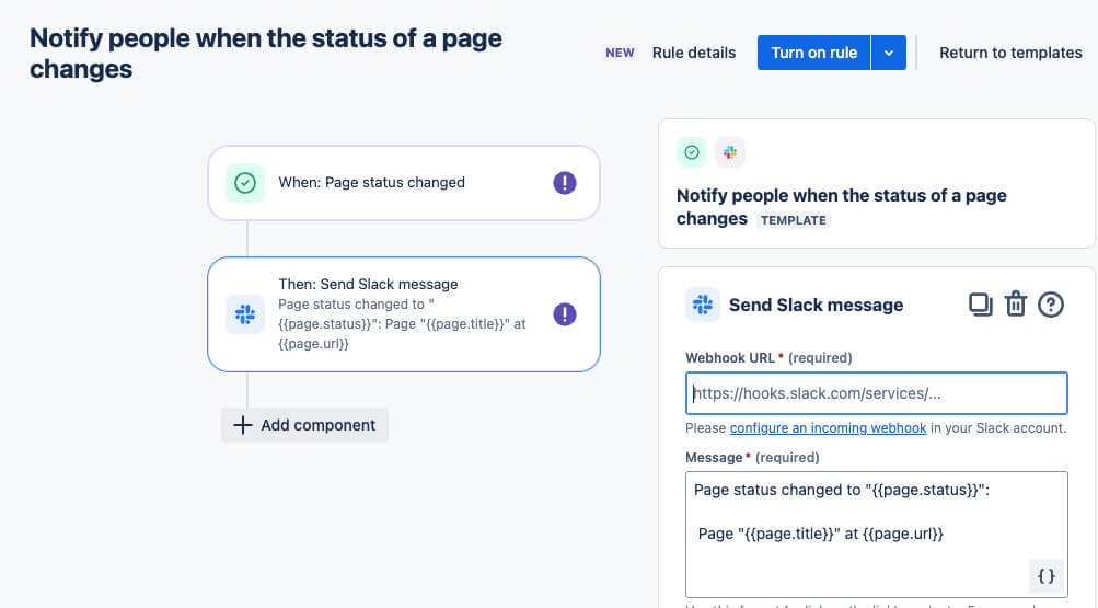 Change page status automation