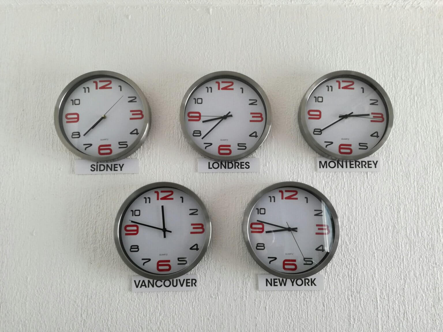 different clocks on the wall