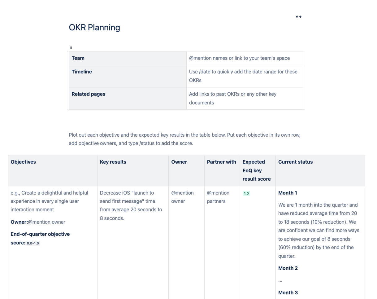 okr planning template overview